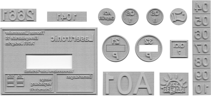 Stempelbeschriftung hergestellt per Lasergravur